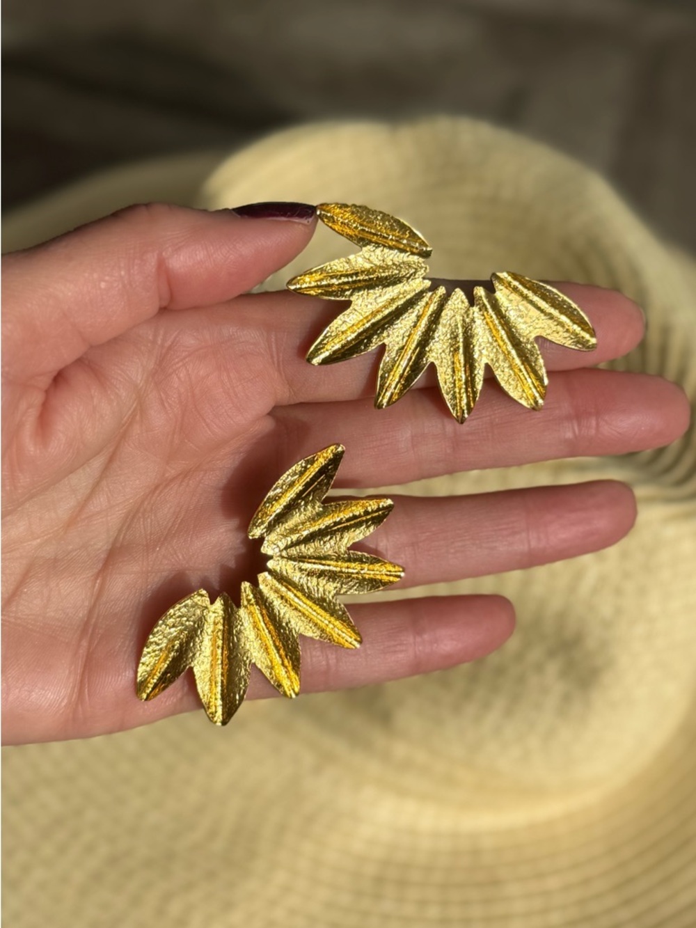 Gold Leaf Statement Earrings - Women Jewelry